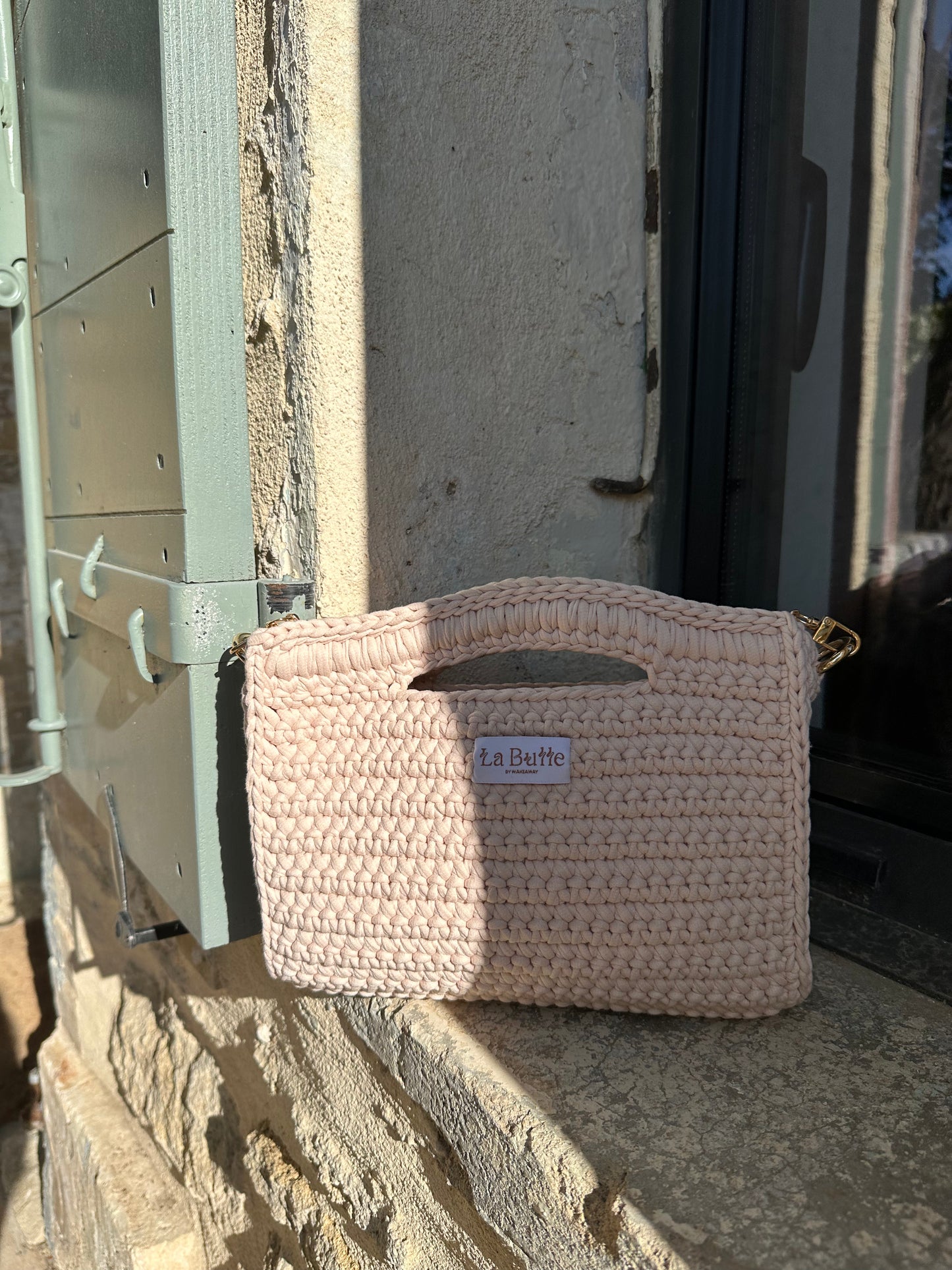 Sac en crochet beige